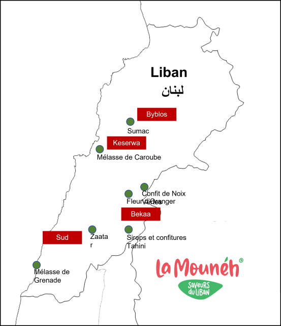 la mouneh saveurs du liban-carte du liban